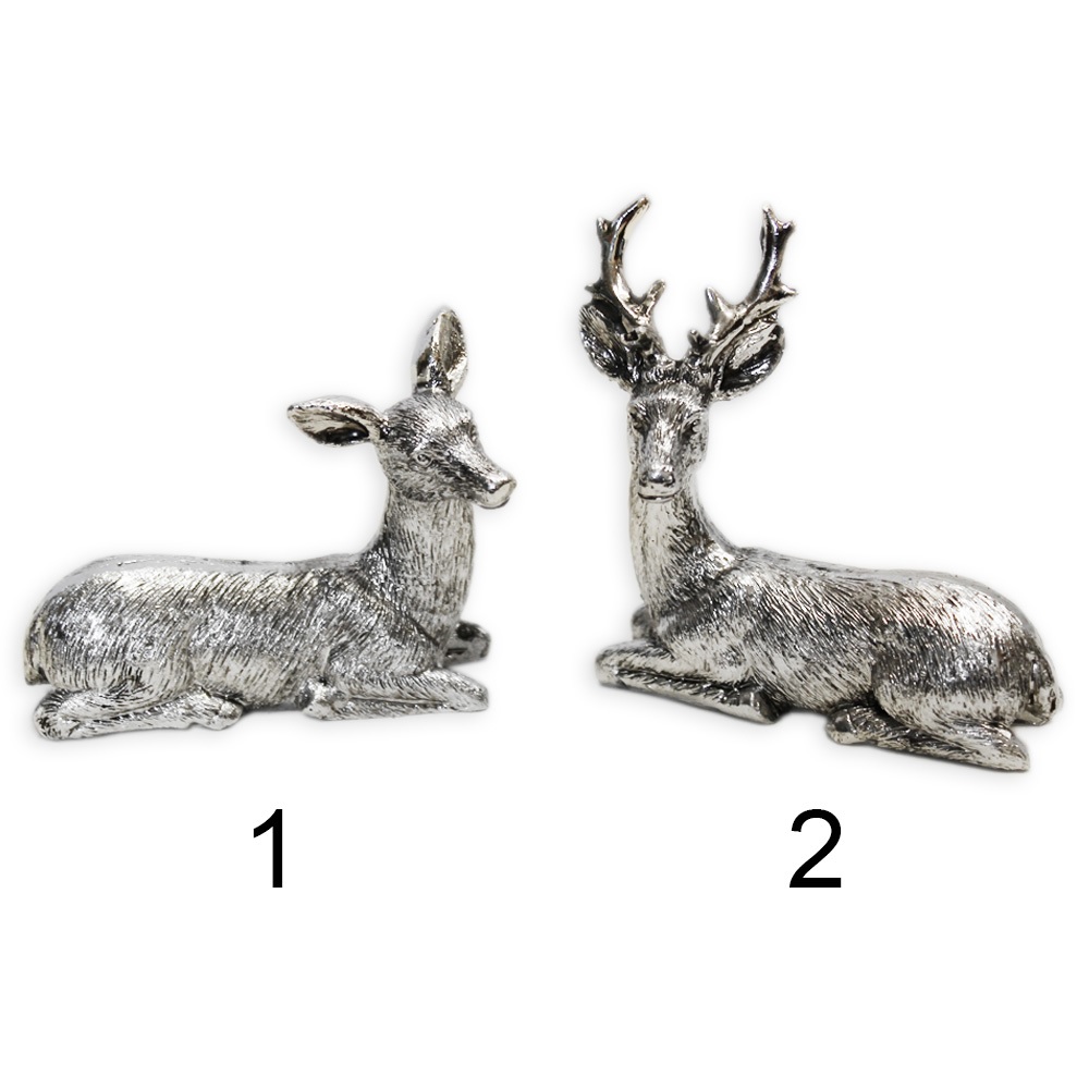 Jelen laň polyresin 8cm stříbrná mix